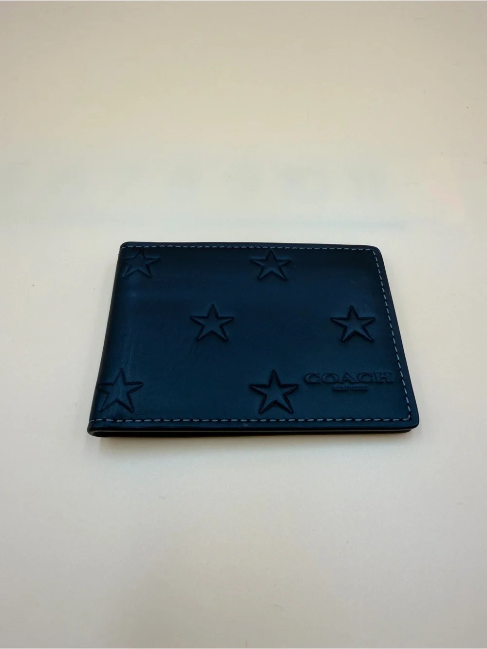 Coach Black Star-Embossed Leather Bifold with Removable ID/Card case